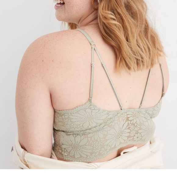 Green Floral Lace Bralette by aerie - Picture 2 of 6